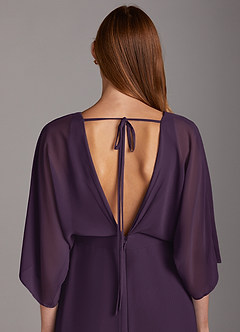 Azazie Rebecca Final Sale Black A-Line V-Neck Long Sleeve Chiffon Dress image5