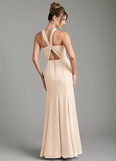 Azazie Rue Bridesmaid Dresses White Alabaster A-Line Halter Chiffon Dress image2