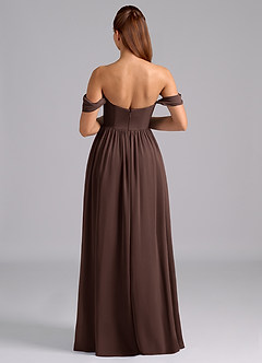 Azazie Saige Vestidos de dama de honra para maternidade Vestido Linha A Plissado Comprimento do chão Chiffon image2