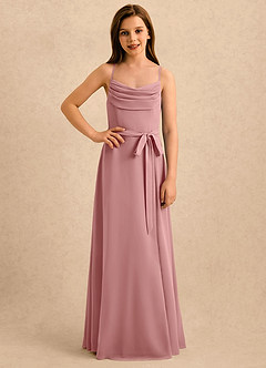 Azazie Jasslyn Girls Formal Blumenmädchenkleider A-Linie Plissee Chiffon Kleid Altrosa image4