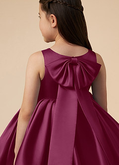 Azazie Bo Peep Flower Girl Dresses Mulberry A-Line Bow Matte Satin Dress image5