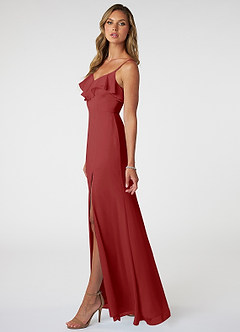 Azazie Natalia Bridesmaid Dresses Rust A-Line Chiffon Dress image3