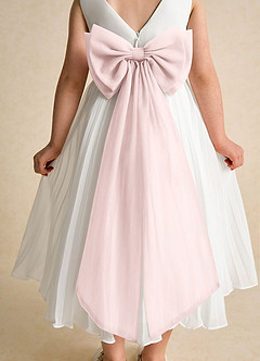 Azazie Margot Abiti da Ragazza di Fiori Abito A-Line in Chiffon Plissettato Avorio Rosa Rossore image8