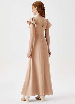 Azazie Omari Junior English Rose A-Line Pleated Stretch Satin Dress image2