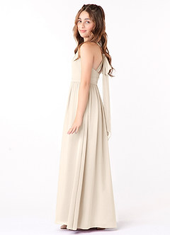 Azazie Jaylah Junior A라인 러칭 쉬폰 플로어 기장 주니어 브라이즈메이드 드레스 image3
