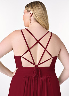 Azazie Farren Robes de demoiselle d'honneur Robe Trapèze Convertible en Mousseline de soie Plissée Bourgogne image15