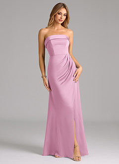 Azazie Aretha Bridesmaid Dresses Candy Pink A-Line Strapless Stretch Satin Convertible Dress image1
