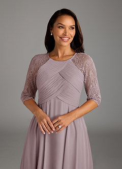 Azazie Dorothea Mother of the Bride Dresses Dusk A-Line Scoop lace Chiffon Dress image4