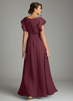 Azazie Daphne Modest Bridesmaid Dresses A-Line Ruffled Chiffon Floor-Length Dress image2