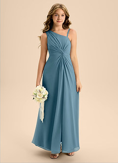 Azazie Brooke Junior Abito A-Line in Chiffon Spacco Laterale Bermuda image3