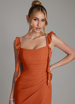 Azazie Jessamine Bridesmaid Dresses Burnt Orange Mermaid Corset Chiffon Dress image3