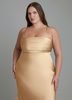 Azazie Saylor Jurken voor bruidsmeisjes Jurk van Stretch Satijn met Zeemeermin Strapless Champagne image7