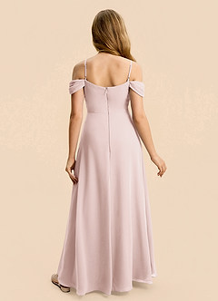 Azazie Lilly Junior Blushing Pink A-Line Pleated Chiffon Dress image2