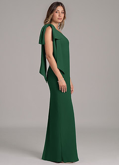 Azazie Capri Abiti da Damigella Abito A-Line in Chiffon Monospalla Verde Scuro image3