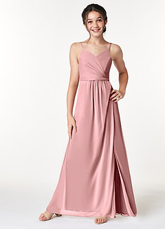 Azazie Luxy Junior Robe en Maille Plissée Rose Poussiéreuse image3