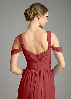 Azazie Lianne Bridesmaid Dresses Rust A-Line Off the Shoulder Chiffon Dress image6