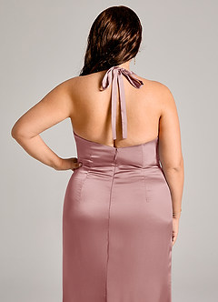 Azazie Valerie Jurken voor bruidsmeisjes Jurk van Stretch Satijn met Zeemeermin Geplooid Stoffige Roos image2