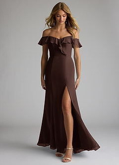 Azazie Sophie Final Sale Dusty Blue A-Line Off the Shoulder Chiffon Convertible Dress image1