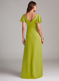 Azazie Soren Bridesmaid Dresses Lemongrass A-Line Ruched Chiffon Dress image2