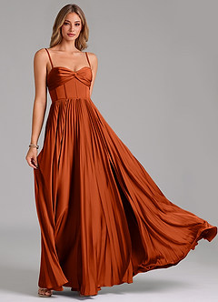 Azazie Akiko Bridesmaid Dresses Paprika A-Line Sweetheart Neckline Stretch Satin Dress image5