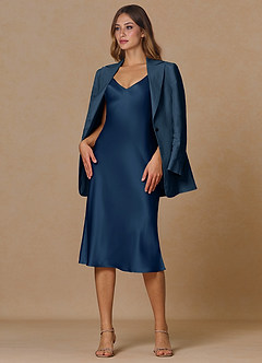 front Belicia Dark Navy 100% Linen 2-Piece Suit