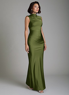 Azazie Lumia Robes de demoiselle d'honneur Robe Fourreau en Satin extensible Corset Olive image4