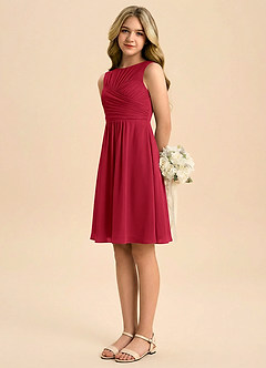 Azazie Skyla Junior Klä av A-Line i Chiffong Plisserad image4