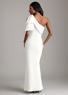 Azazie Yuanna Bridesmaid Dresses White Mermaid One Shoulder Chiffon Dress image6