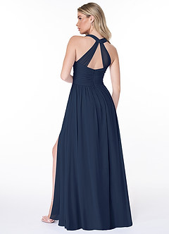 Azazie Jaclyn Bridesmaid Dresses Dark Navy A-Line Pleated Chiffon Dress image6