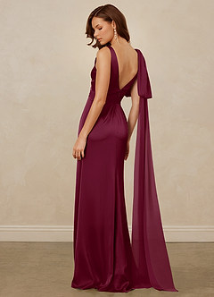 Christian Siriano Bridal for Azazie 1011 Bridesmaid Dresses Mulberry Mermaid Bow Stretch Satin Dress image9