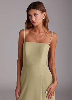 Azazie Wren Vestidos de madrinha de casamento Vestido Musgo Verde de Chiffon de Linha A com Sem alças image2