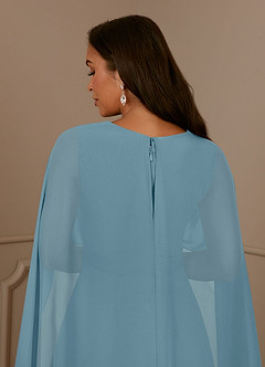 Azazie Isa Mother of the Bride Dresses Moody Blue A-Line V-Neck Pleated Chiffon Dress image6