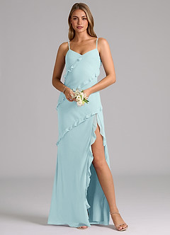 Azazie Nancie Bridesmaid Dresses Sea Glass Mermaid Ruched Chiffon Dress image8