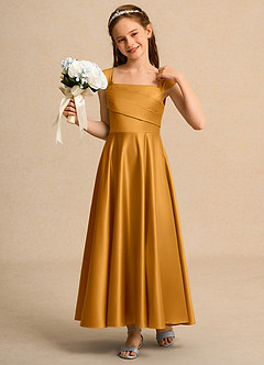 Azazie Bundle Junior Formal Flower Girl Klänningar Klä A-Line i Matt satäng Plisserad image4