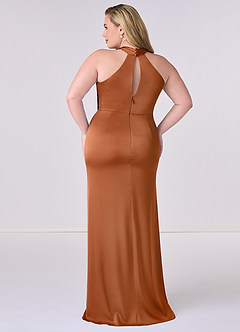 Barbie ♥ Azazie Bridesmaid Dresses Copper Sheath Stretch Satin Dress image8