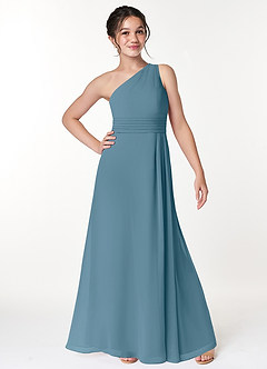 Azazie Cleo Junior Bermuda A-Line Pleated Chiffon Dress image4