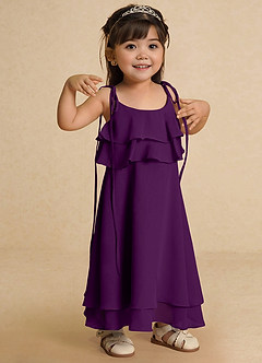 Azazie Temi Jurken voor bloemenmeisjes A-Lijn Jurk van Chiffon Spaghetti Bandje Druif image7