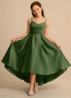 Azazie Sweets Junior Formal Flower Girl Klänningar Klä A-Line i Matt satäng Plisserad image4