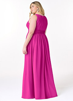 Azazie Harper Bridesmaid Dresses Fuchsia A-Line Pleated Chiffon Dress image7