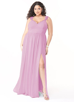 Azazie Cleobella Brautjungfernkleider A-Linie Herzchen Spitze Chiffon Kleid Bonbonrosa image8