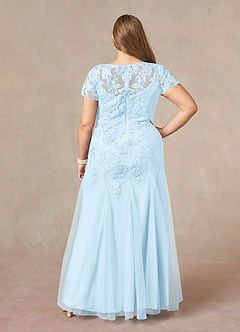Azazie Laurie Mother of the Bride Dresses Sky Blue Mermaid Scoop Sequins Tulle Dress image10