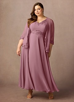 Azazie Devana Mother of the Bride Dresses Vintage Mauve A-Line Sequins Chiffon Dress image12