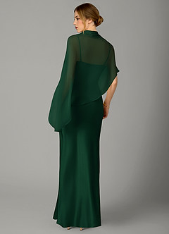 Azazie Jaleesa Abiti da Damigella Abito A-Line in Raso Elasticizzato Collo Alto Verde Scuro image6