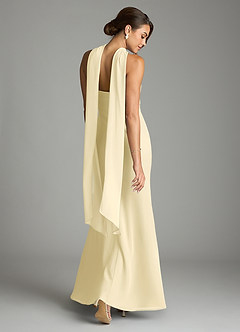 Azazie Saylor Vestidos de damas de honor Vestido de Sorbete De Limón de Gasa de Corte Sirena con Sin tirantes image9