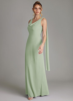 Azazie Essence Bridesmaid Dresses Dusty Sage Sheath Chiffon Dress image4