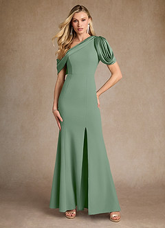Azazie Paris Mother of the Bride Dresses Matcha Mermaid Pleated Stretch Crepe Dress image4