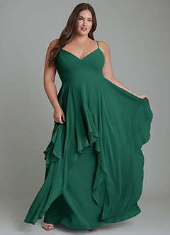 Azazie Zaina Abiti da Damigella Abito A-Line in Chiffon Smeraldo image9