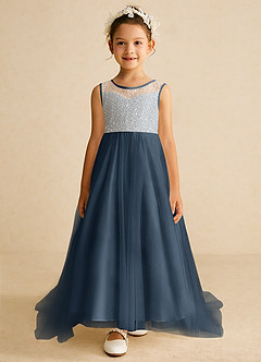 Azazie Tay Flower Girl Dresses Neptune A-Line Sequins Tulle Dress image1