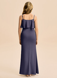 Azazie Galene Junior Havfrue Stræk satin Gulv-længde Junior brudepige Kjole image2