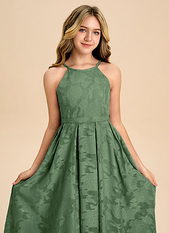 Azazie Arianthe Junior Linia A Pofałdowany Kwiatowe wypalenie Długość podłogi Młodsza druhna Sukienka image8